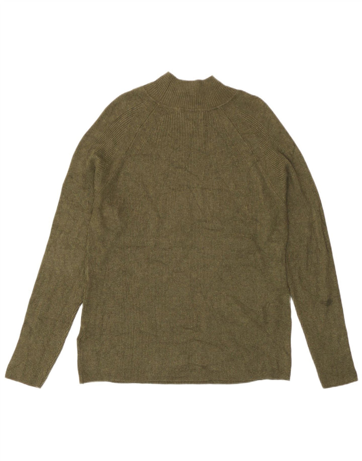 Marks & Spencer Suéter tipo jersey con cuello alto para mujer UK 46 Large Viscosa caqui