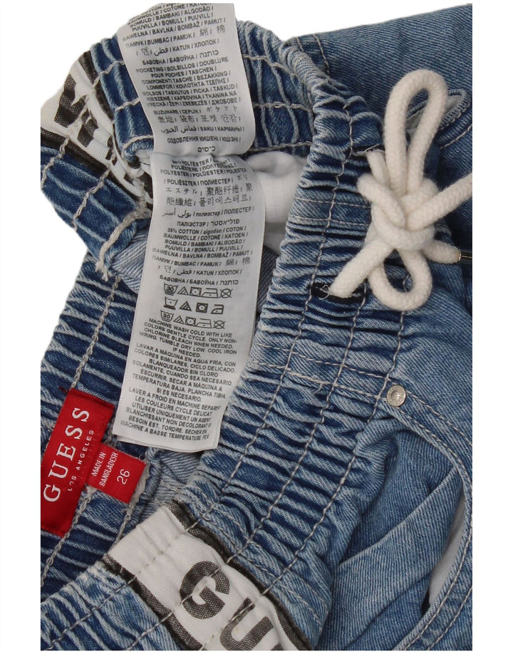 Guess Shorts De Mezclilla Con Gráficos W26 Small Blue Colourblock Poliéster