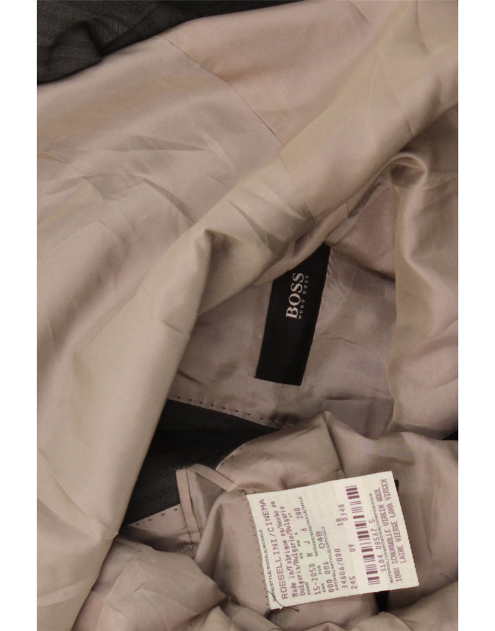 HUGO BOSS Chaqueta tipo blazer de 3 botones para hombre EU 48 Lana a rayas gris medio