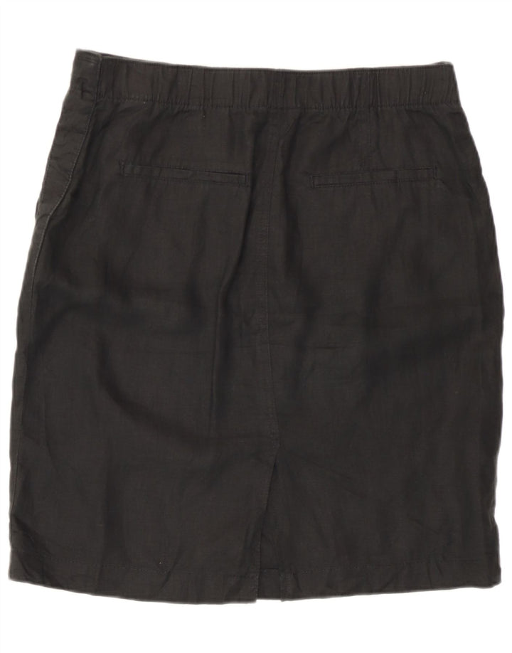Marks & Spencer Falda recta para mujer UK 12 Medium W32 Lino negro