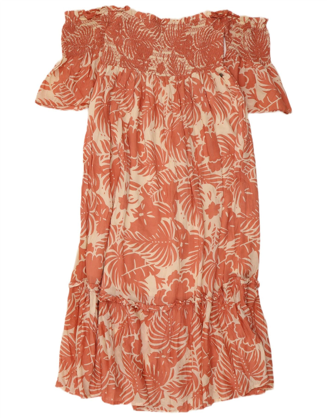 PEPE JEANS Vestido con hombros descubiertos para mujer UK 8 Small Viscosa floral rosa