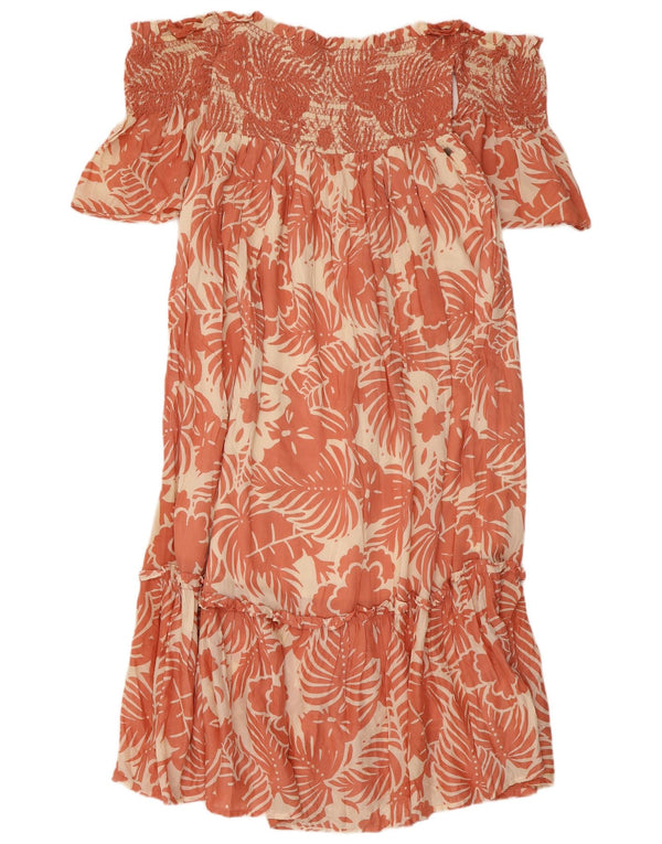 PEPE JEANS Vestido con hombros descubiertos para mujer UK 8 Small Viscosa floral rosa