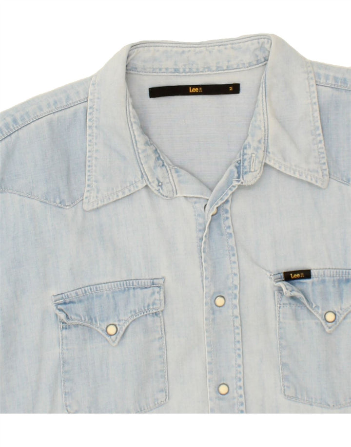LEE Mens Short Sleeve Shirt Medium Blue Cotton Vintage Lee and Second-Hand Lee from Messina Hembry 