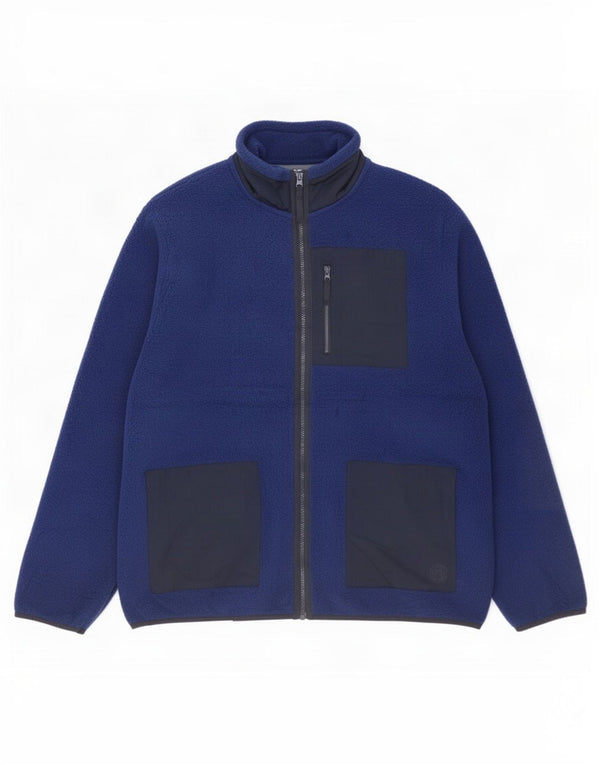Marks & Spencer Chaqueta polar para hombre UK 40 Large Azul Colorblock Poliéster