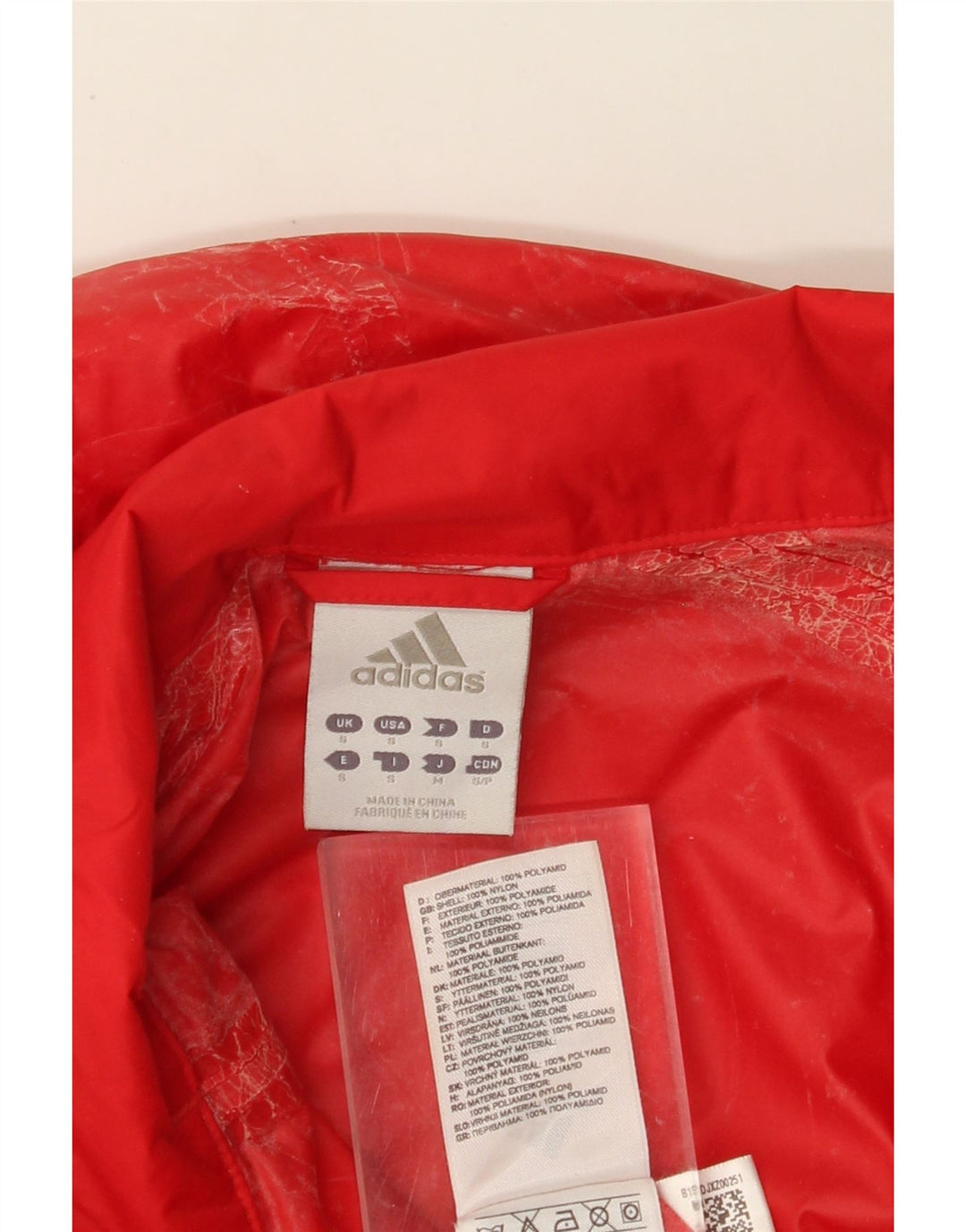 ADIDAS Chaqueta impermeable con capucha gráfica para hombre UK 36 Small Red Nylon