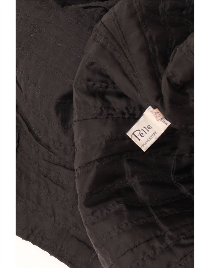Abrigo de cuero vintage para mujer IT 42 Cuero negro medio