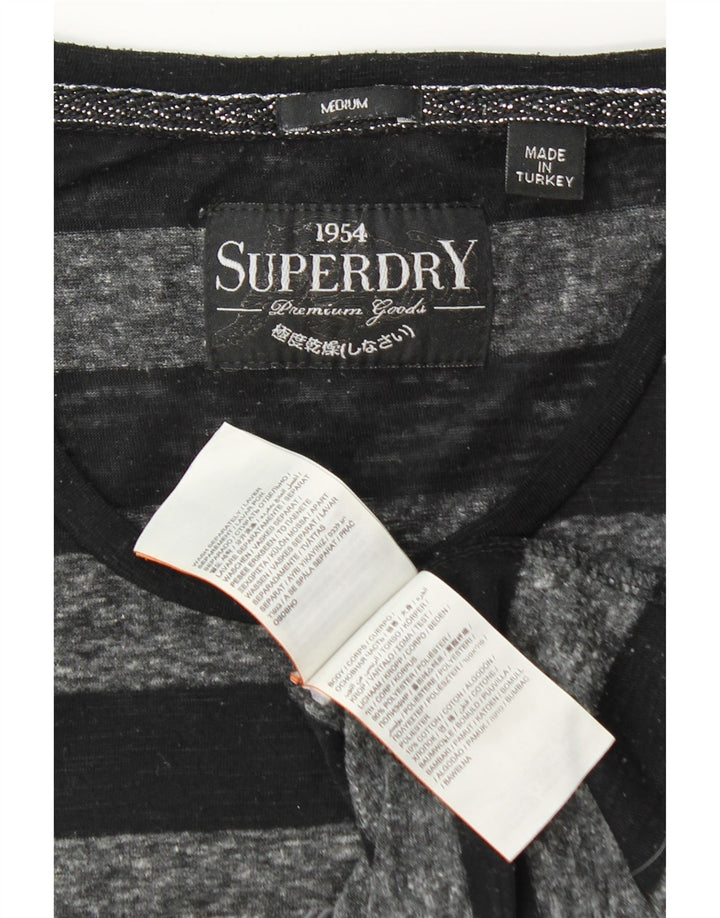 Superdry Camiseta gráfica para mujer Top UK 40 Mediano Poliéster a rayas negras