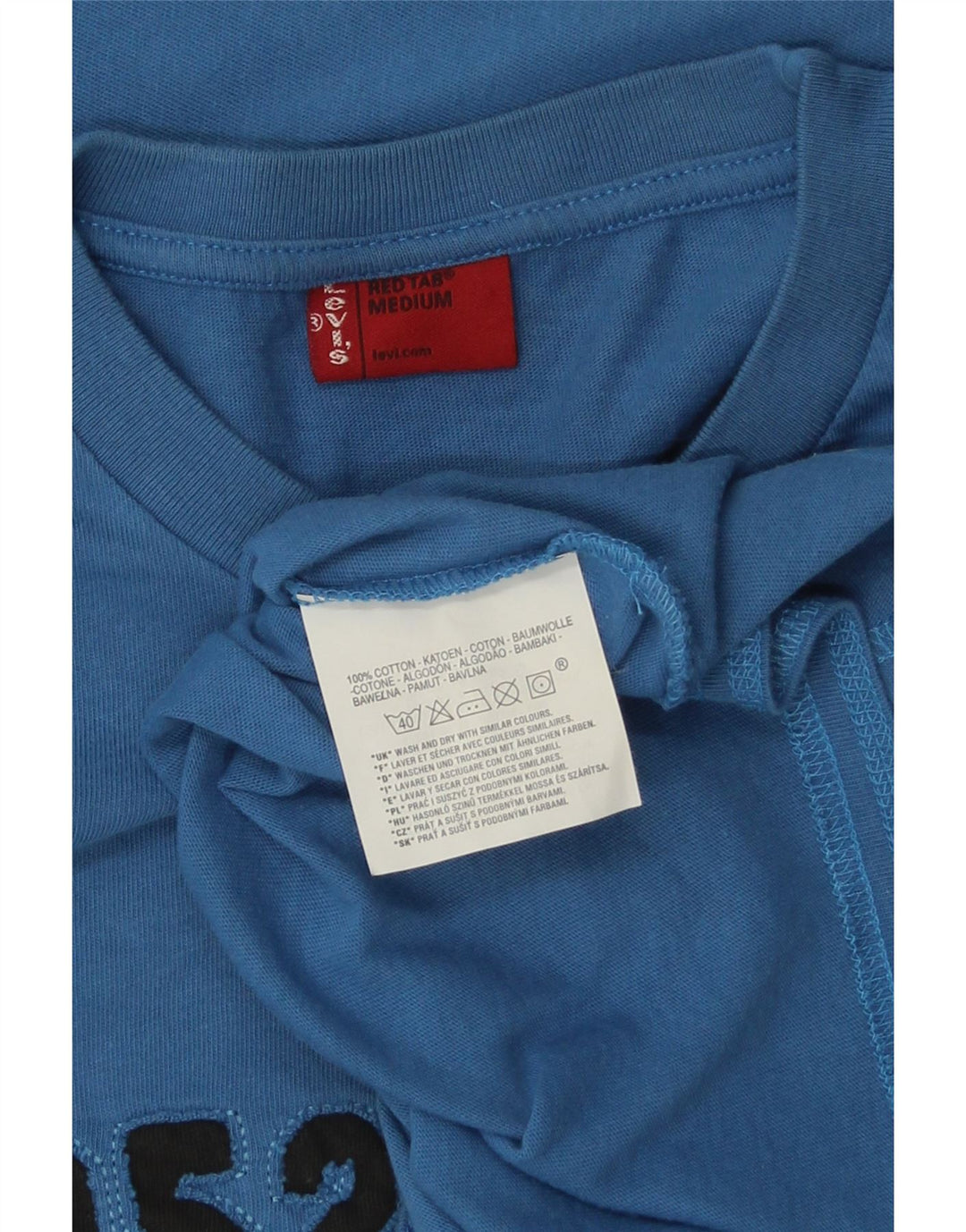 LEVI'S Mens Graphic Top Manga Larga Algodón Azul Medio