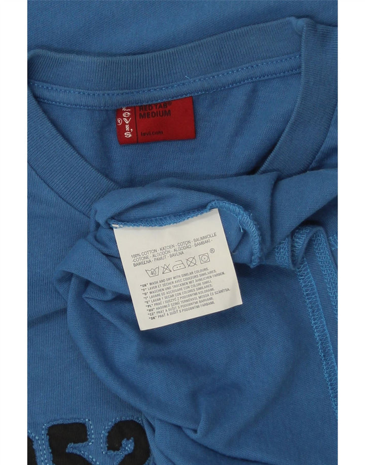 LEVI'S Mens Graphic Top Manga Larga Algodón Azul Medio