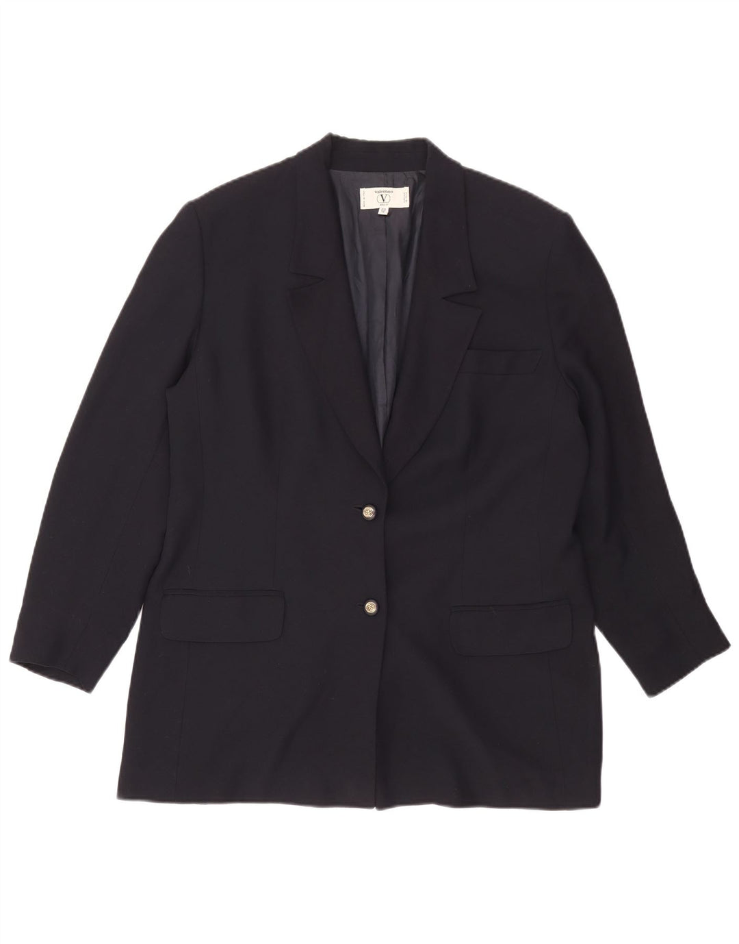 Chaqueta Blazer De 2 Botones Para Mujer Valentino IT 50 XL Viscosa Azul Marino