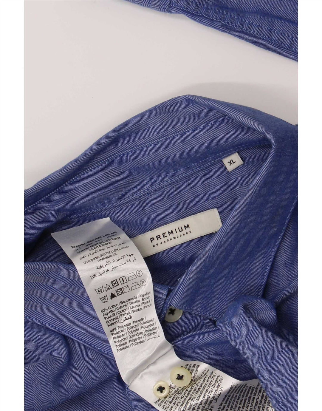 Camisa Jack & Jones Hombre XL Algodón Espiga Azul