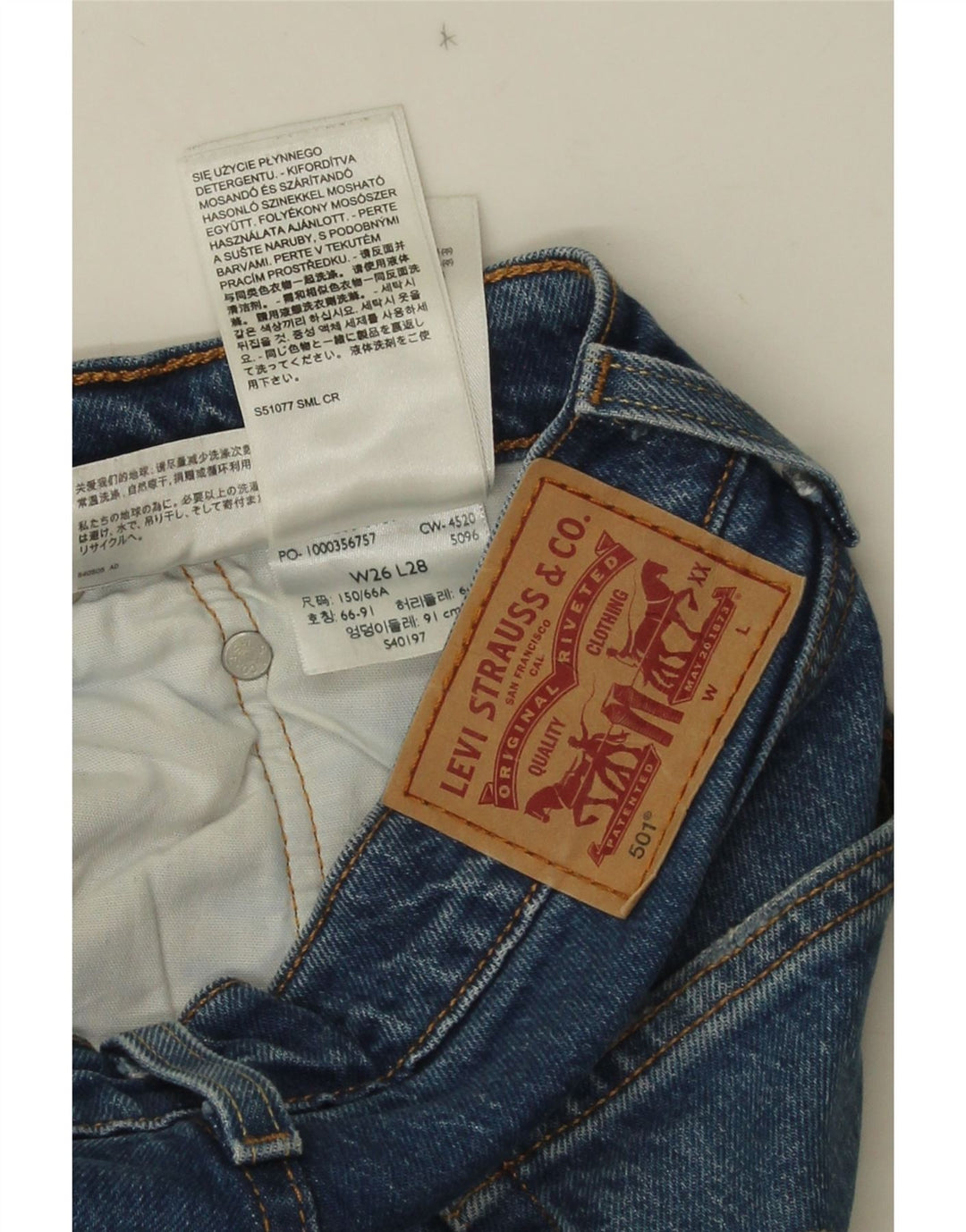 Vaqueros Levi's Mujer 501 Rectos W26 L28 Algodón Azul