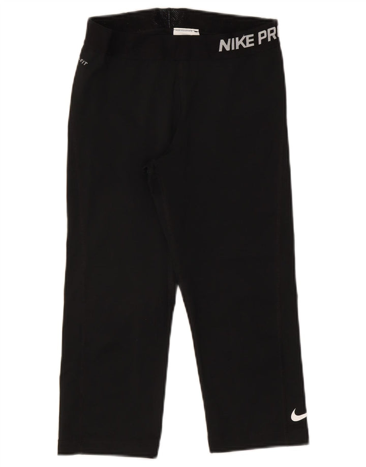 Nike Dri Fit Graphic Capri Leggings para mujer UK 12 Mediano Negro Poliéster