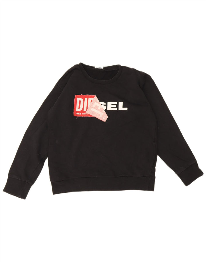 Diesel Mujer Sudadera Gráfica Jumper UK 12 Medium Negro Algodón