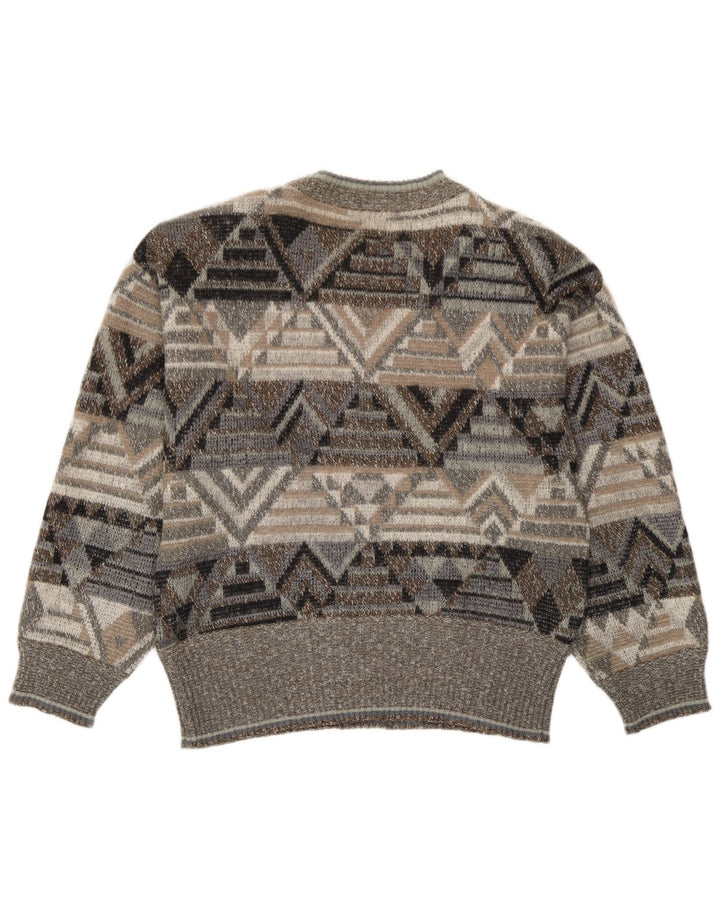 Bogner Suéter De Cuello Redondo Para Hombre Pequeño Gris Geométrico Acrílico