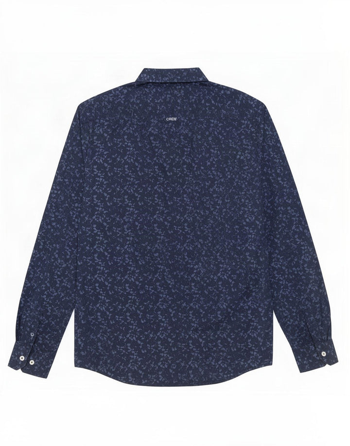 Crew Clothing Camisa ajustada con estampado abstracto para hombre Algodón azul marino mediano