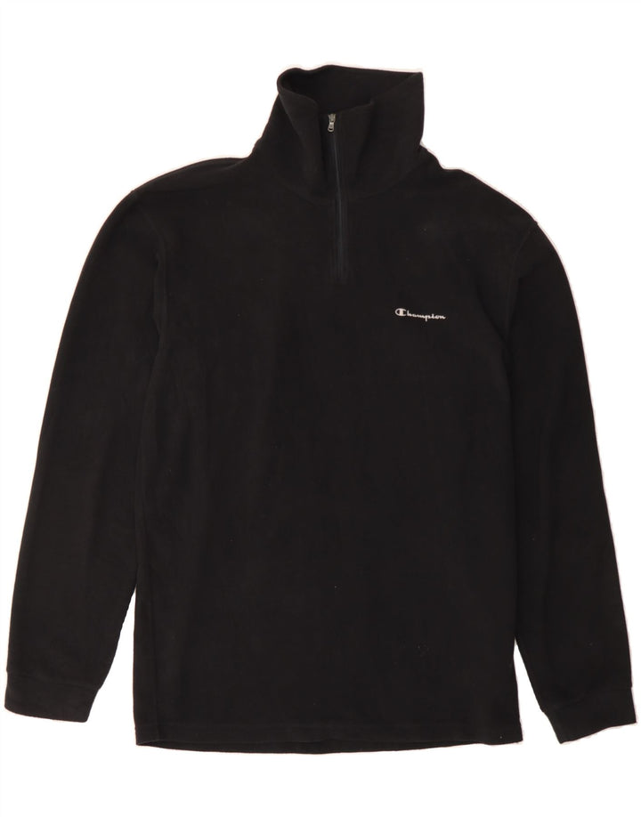 CHAMPION Mens Zip Neck Fleece Jumper XL Black Polyester Vintage Champion and Second-Hand Champion from Messina Hembry 
