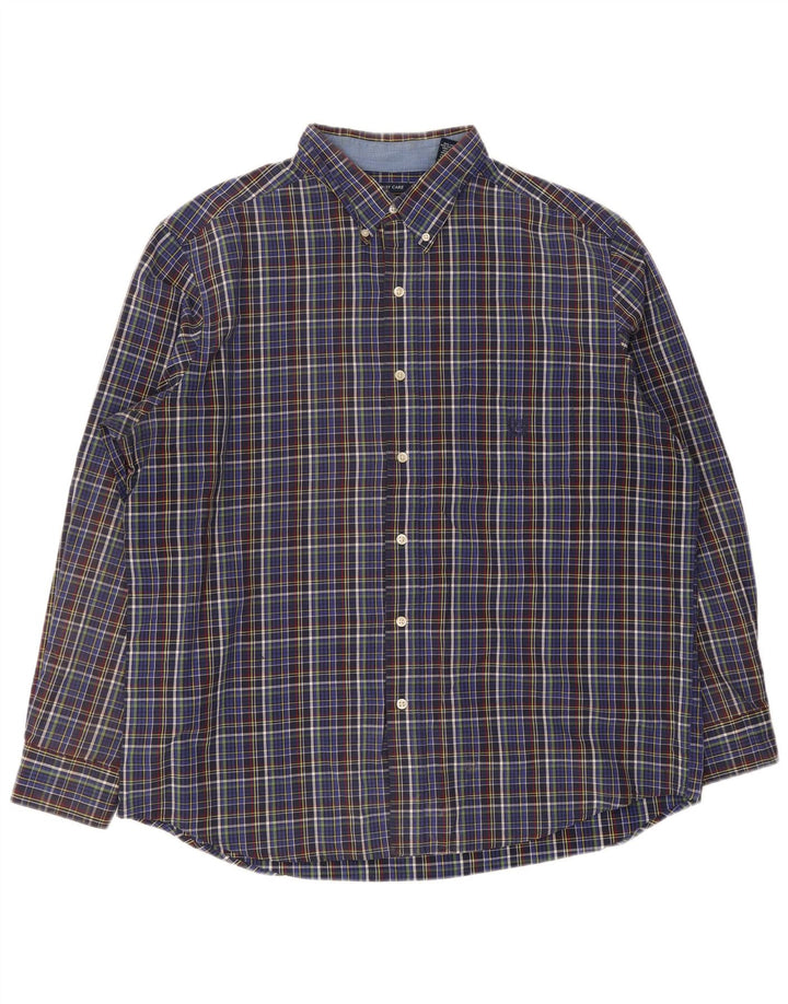 Chaps Camisa de fácil cuidado para hombre XL Algodón a cuadros azules