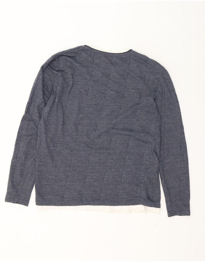 Zara Hombre Top Manga Larga Grande Azul Marino Pata De Gallo