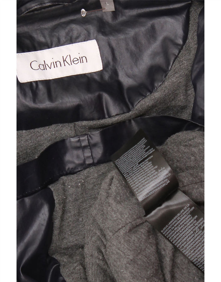 CALVIN KLEIN Parka con capucha para mujer UK 46 Grande Poliéster azul marino
