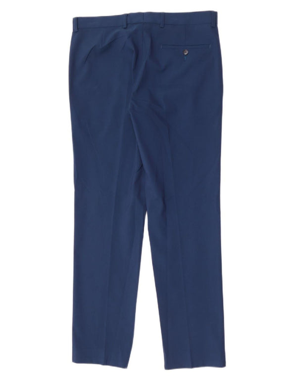 Marks & Spencer Pantalón de traje ajustado para hombre W32 L31 Poliéster azul
