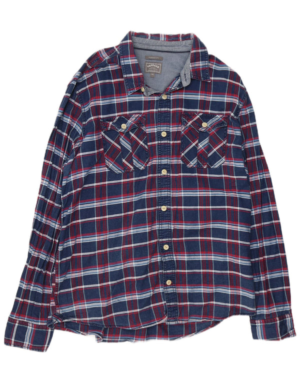 Camisa de franela de corte clásico para hombre de Fat Face XL de algodón a cuadros azules