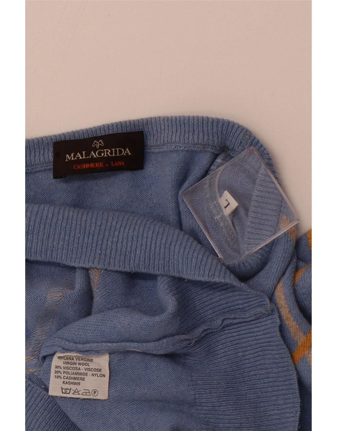 MALAGRIDA Jersey de cuello redondo para hombre, talla grande, azul Argyle/Diamond