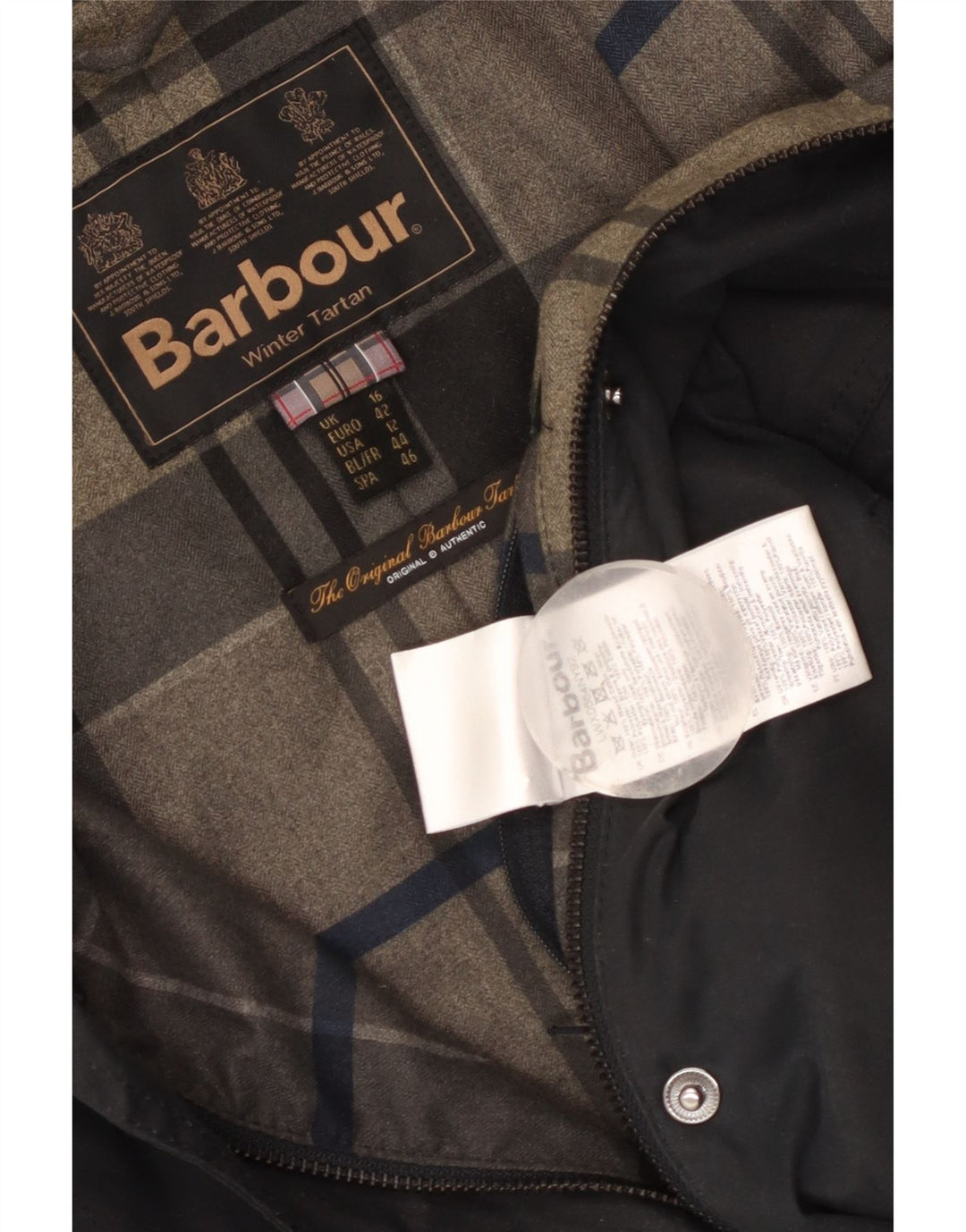 Barbour Chaqueta encerada de tartán de invierno para mujer Reino Unido 46 Grande Azul marino