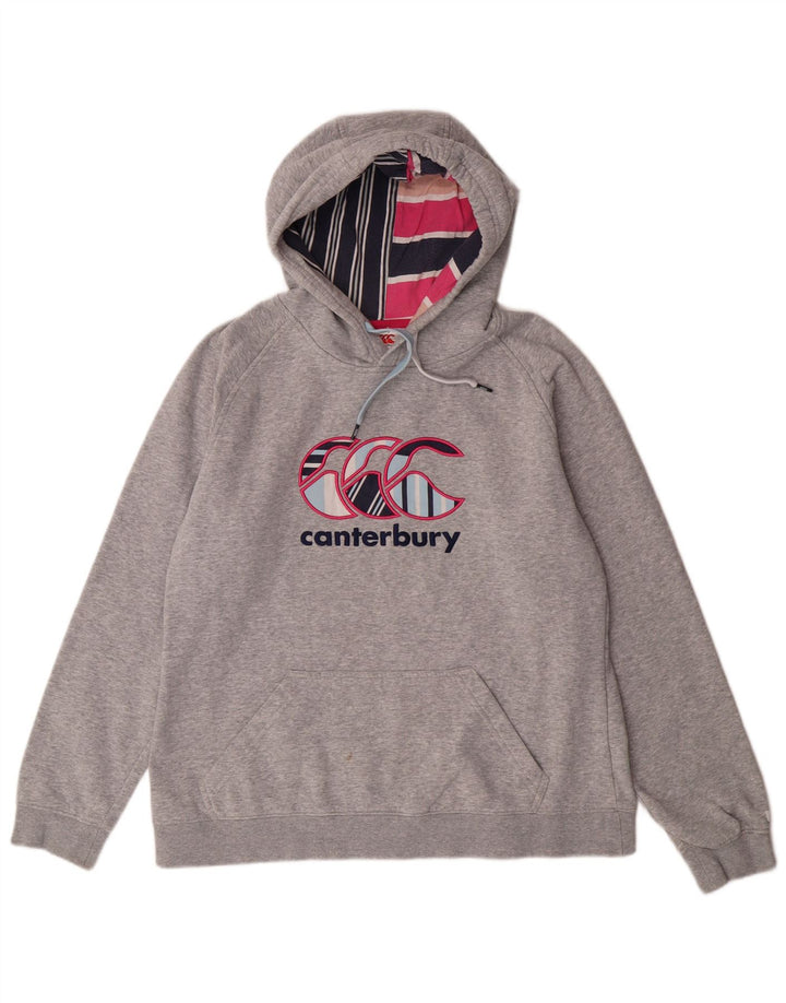 CANTERBURY Jersey con capucha gráfica para mujer Reino Unido 14 Algodón gris grande