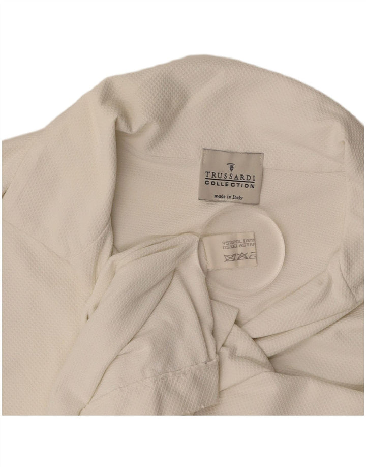 TRUSSARDI Polo corto para mujer UK 40 Mediano Poliamida blanca