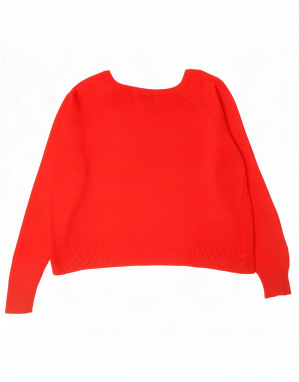 Zara Mujer Crop Oversize Barco Cuello Jersey Suéter UK 10 Small Viscosa Roja
