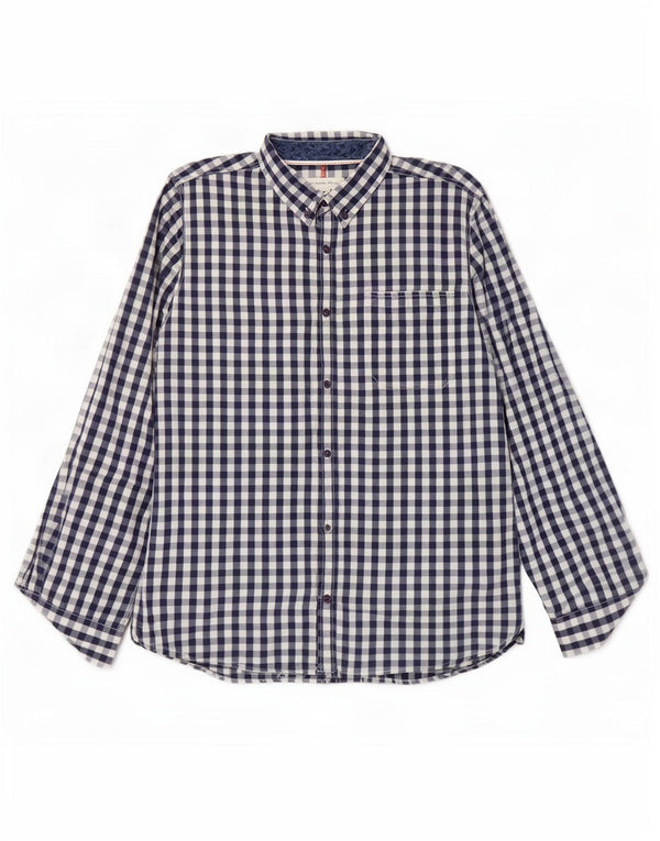 Weird Fish Camisa Hombre XL Azul Marino Algodón Vichy