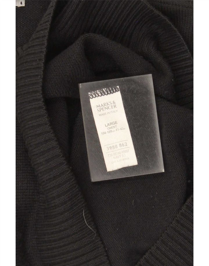 Marks & Spencer - Jersey de cuello redondo para hombre, talla grande, acrílico azul marino