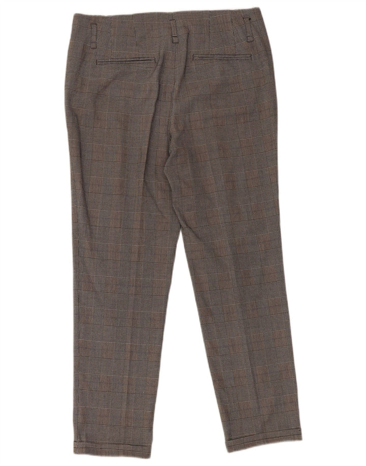Zara Mujer Pantalones Cortos Delgados Pequeños W26 L25 Gris Pata De Gallo