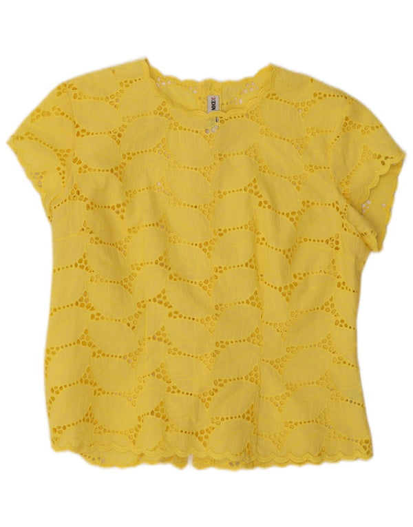 Naracamicee Blusa para mujer Top UK 44 Poliéster floral amarillo grande