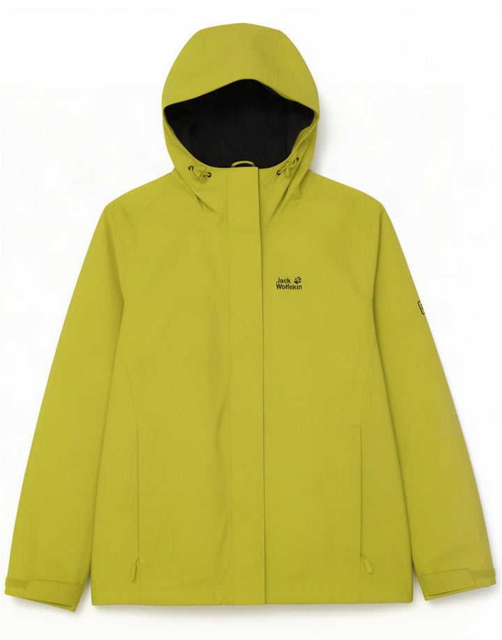 Chaqueta impermeable con capucha para hombre Jack Wolfskin UK 12 Poliamida amarilla mediana