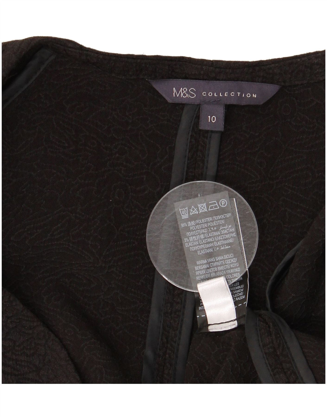 MARKS & SPENCER Chaqueta tipo blazer abierta de manga 3/4 para mujer UK 10 Small Black