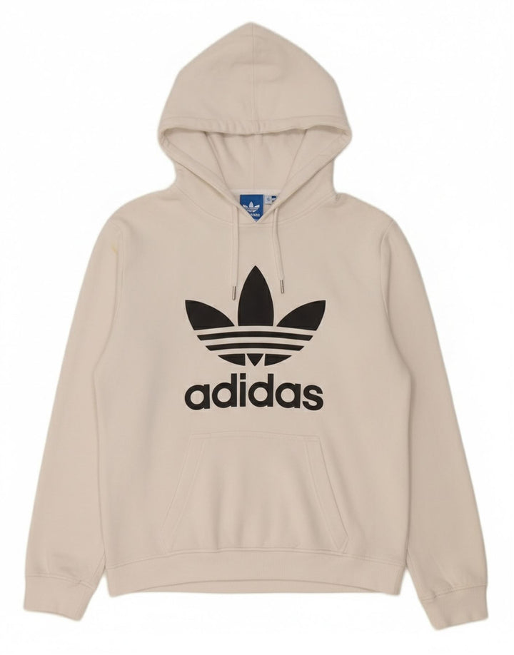 Adidas Hombre Sudadera Con Capucha Gráfica Jersey De Algodón Blanco Mediano