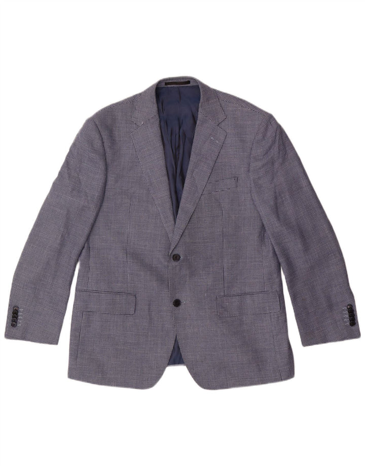 Marks & Spencer Chaqueta tipo blazer corta para hombre UK 42 Large Blue Houndstooth