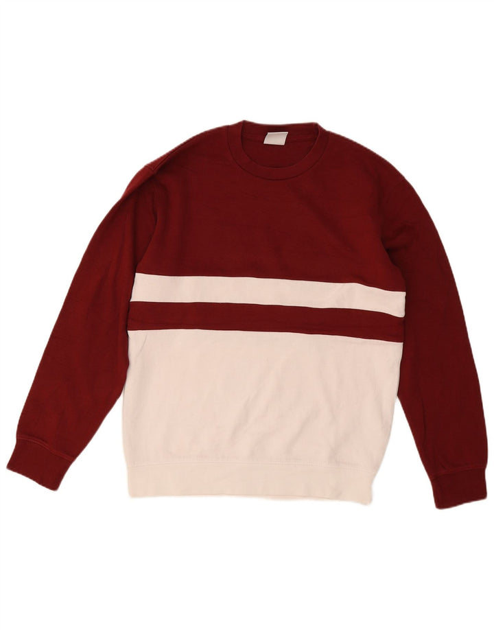 Zara Hombre Sudadera Jumper Medium Borgoña Colorblock Algodón