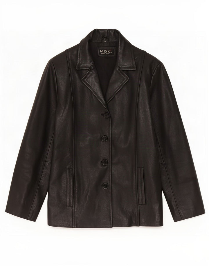 MDK Chaqueta de cuero para mujer UK 12 Medium Black