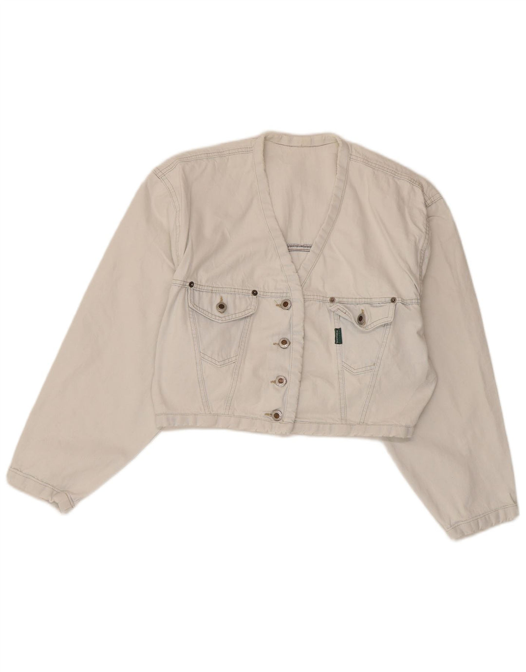 Kenny S Chaqueta vaquera corta de gran tamaño para mujer UK 10 Small White Cotton