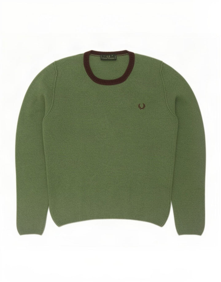 Fred Perry Jersey De Cuello Redondo Para Hombre Jersey De Lana Verde Grande