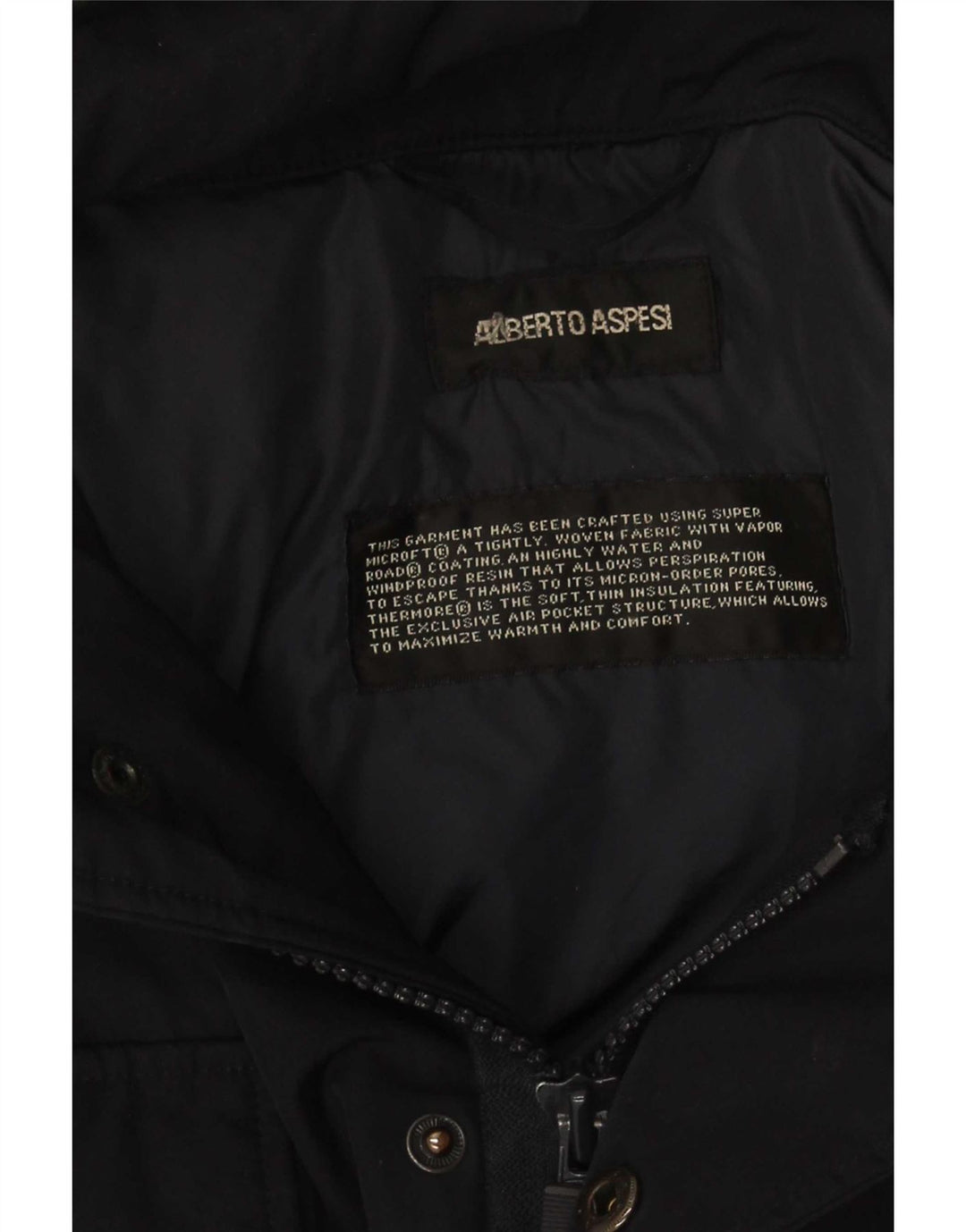 Alberto Aspesi Chaqueta militar acolchada para hombre UK 36 Small Black
