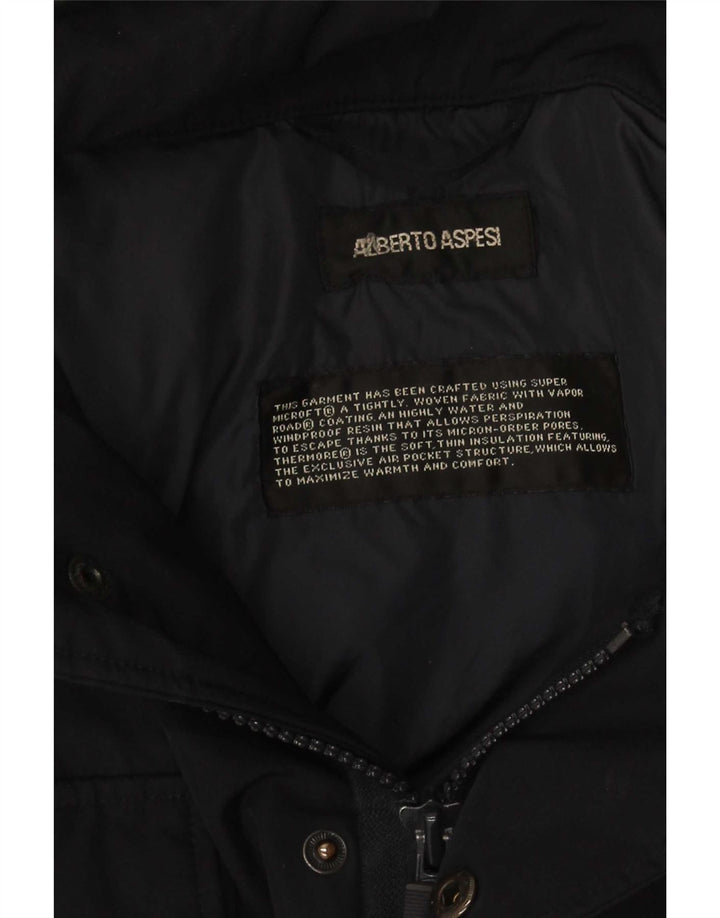 Alberto Aspesi Chaqueta militar acolchada para hombre UK 36 Small Black
