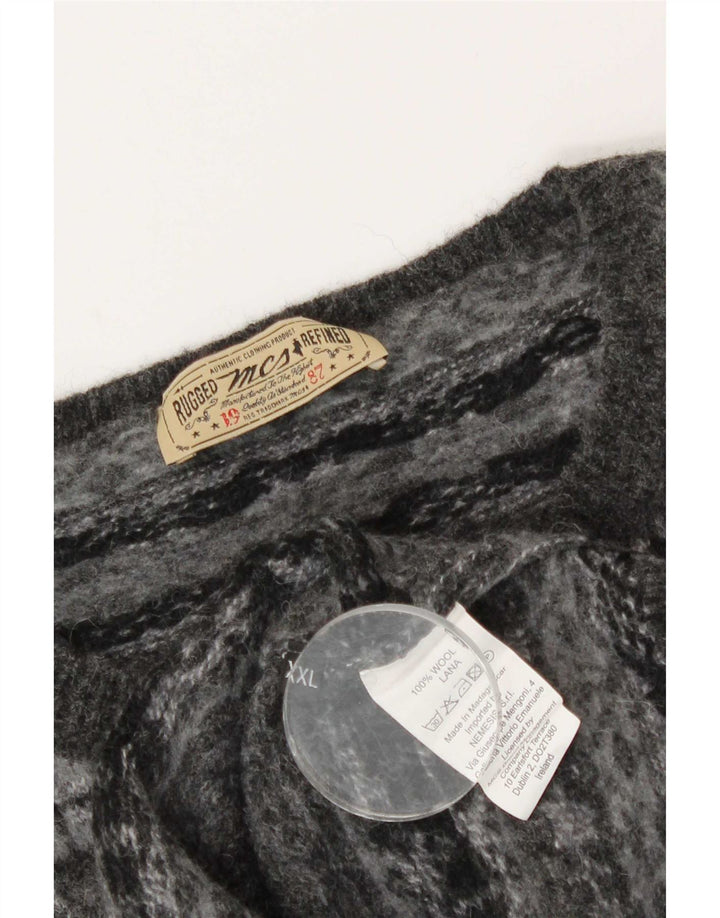 Marlboro Classics - Jersey de cuello redondo para hombre, talla 2XL, lana gris Fair Isle