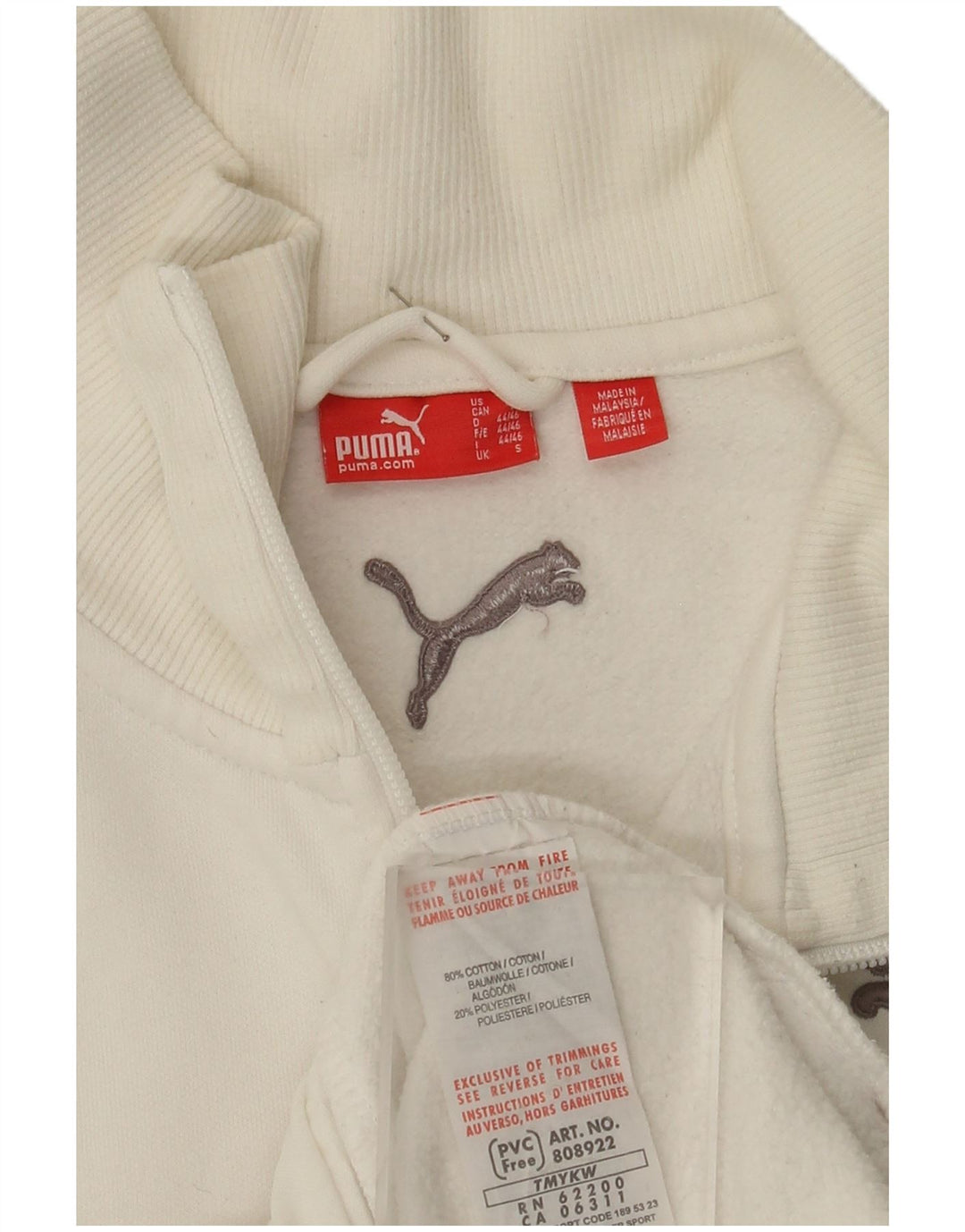 Puma Mens Graphic Chándal Top Chaqueta Pequeña Algodón Blanco