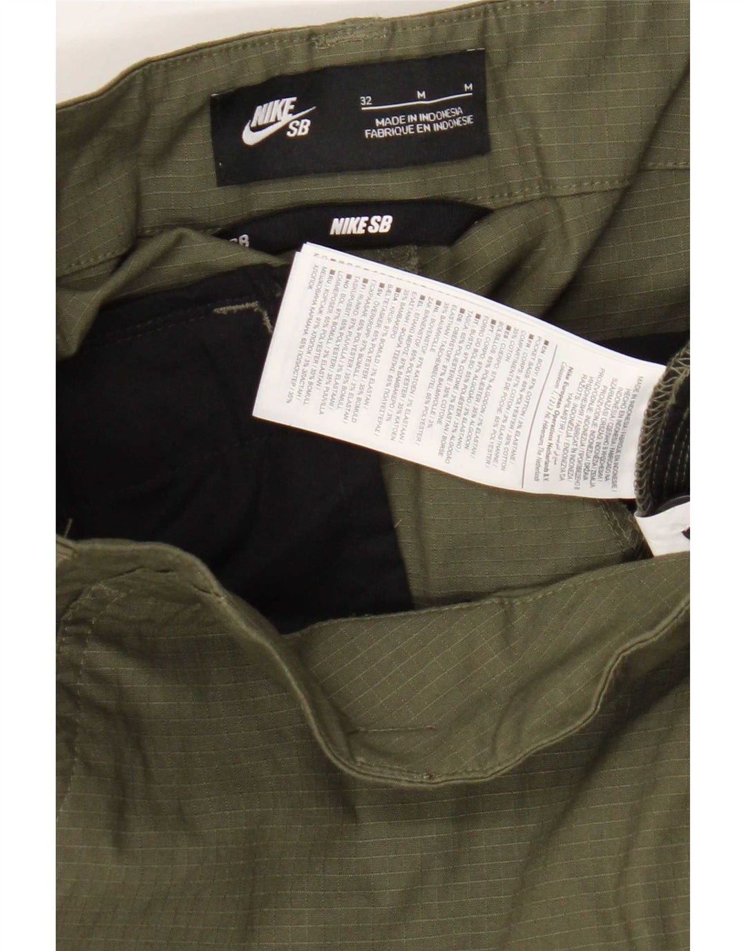 Pantalón cargo recto Nike para hombre W32 L30 Algodón a cuadros caqui