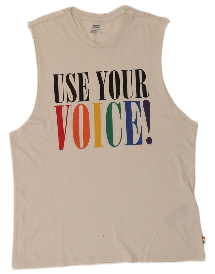 LEVI'S Camiseta sin mangas gráfica para hombre Algodón blanco mediano