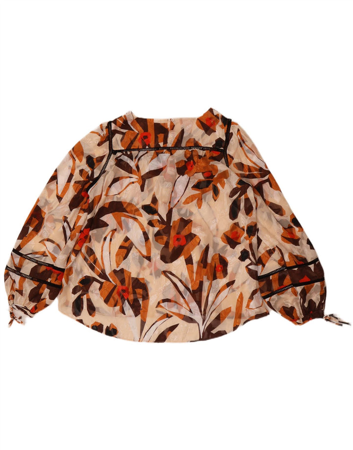 Massimo Dutti Blusa Transparente Mujer Top EU 42 Grande Beige Floral